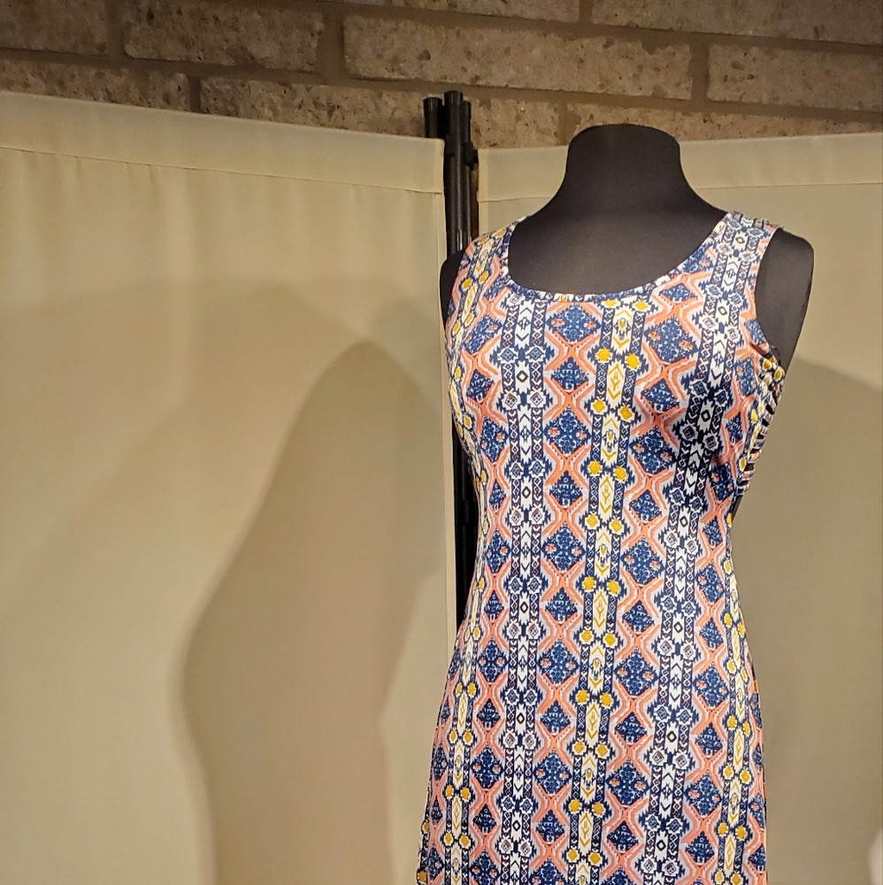 Multicolor Aztec print maxi dress
